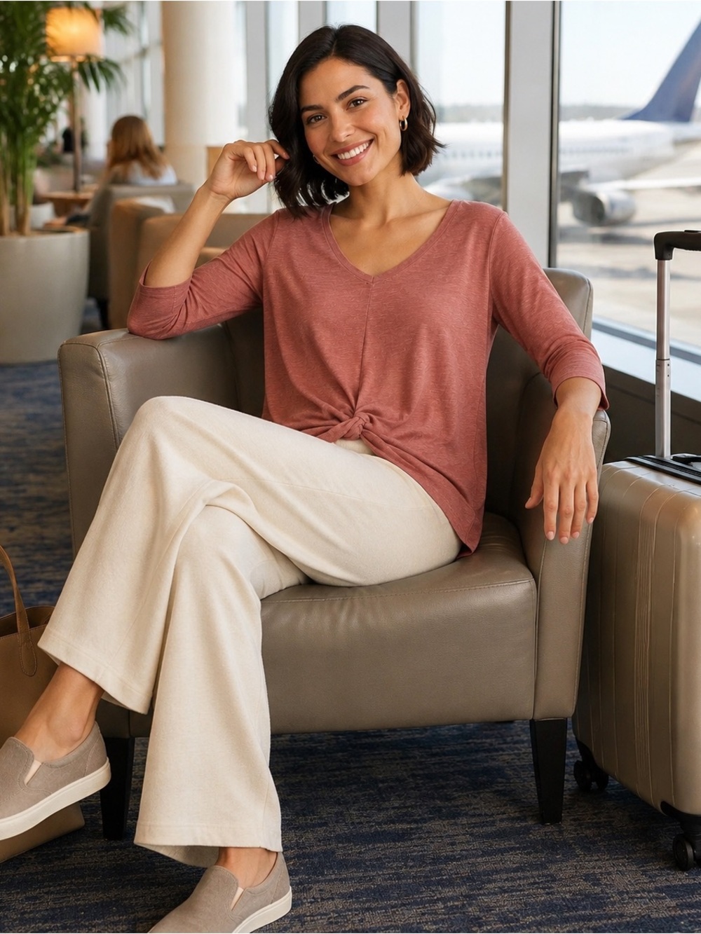 PACT LOUNGEWEAR COZY TRAVEL AIRPORT WEEKENDER ORGANIC TOP SZ XS